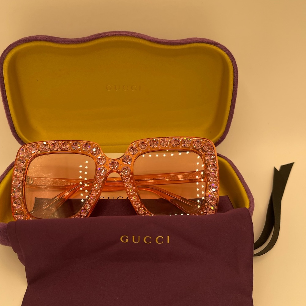 GUCCI. Acetate Crystal Oversized Sunglasses/Case & Sleeve included